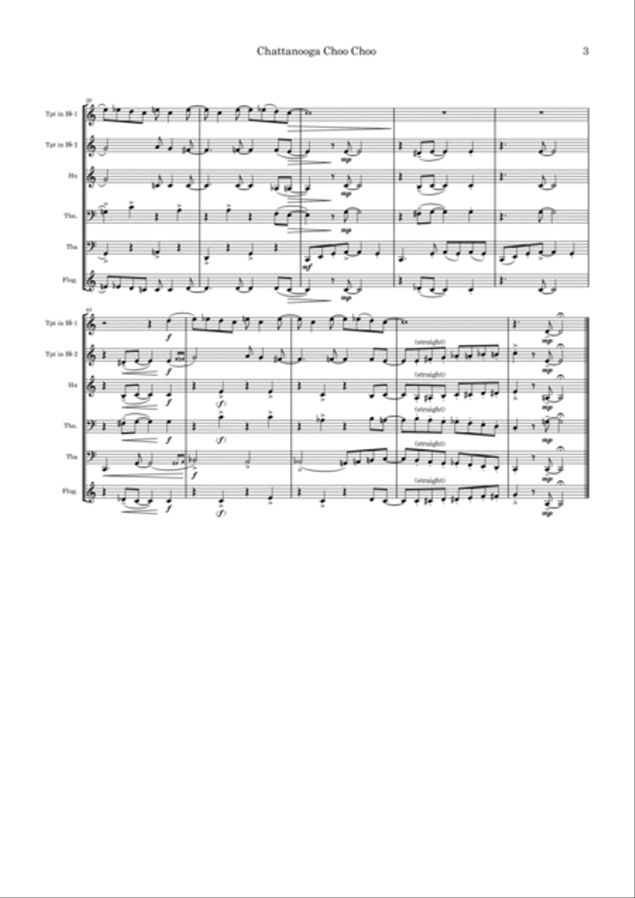 Chattanooga Choo Choo Brass Quintet scores gallery preview page 3