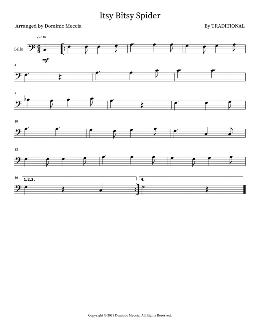 Itsy Bitsy Spider Itsy Bitsy Spider Part scores gallery preview page 1