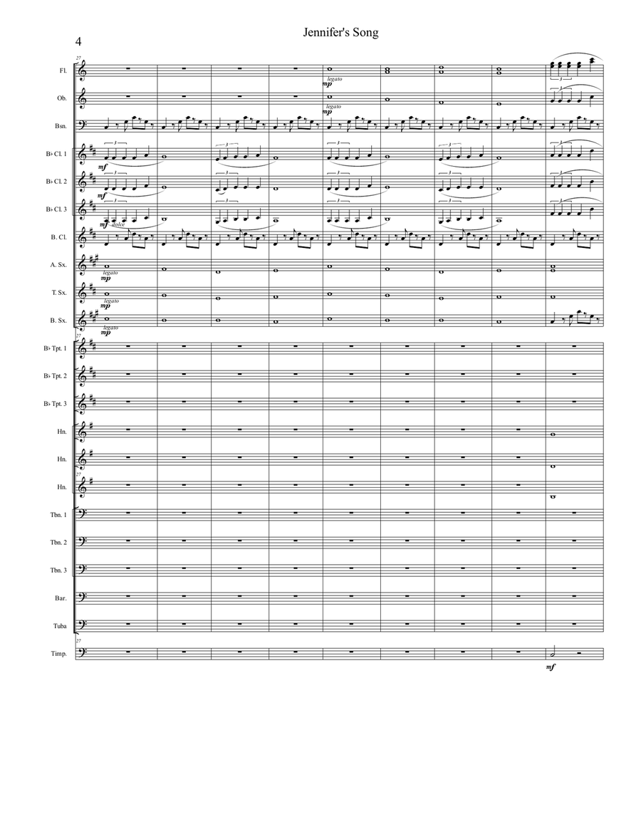 Jennifer's Song (La Bella Flor) Concert Band scores gallery preview page 4