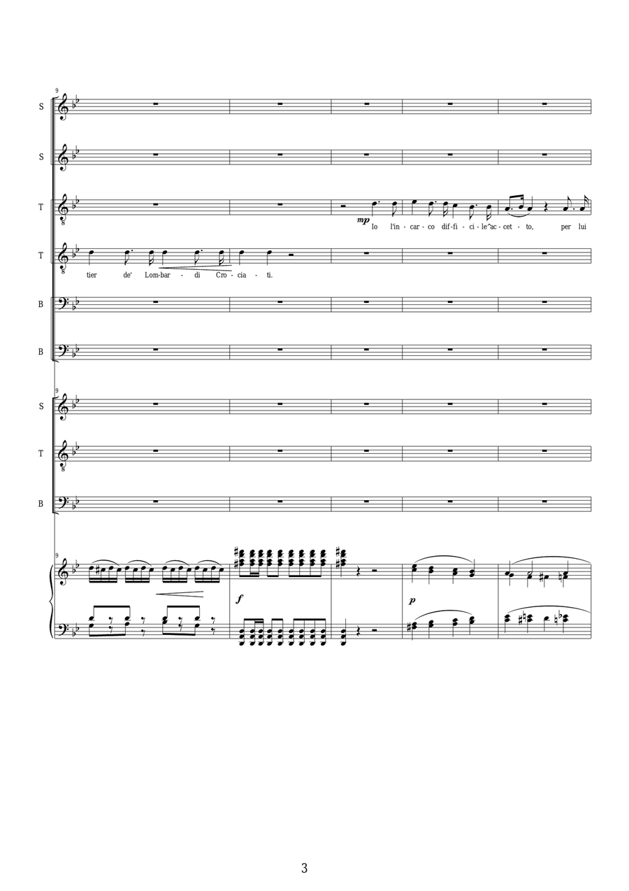 Verdi-I Lombardi alla prima Crociata(Act1-II)All'empio che infrange...Solo voices-Choir STB and pian STB scores gallery preview page 3
