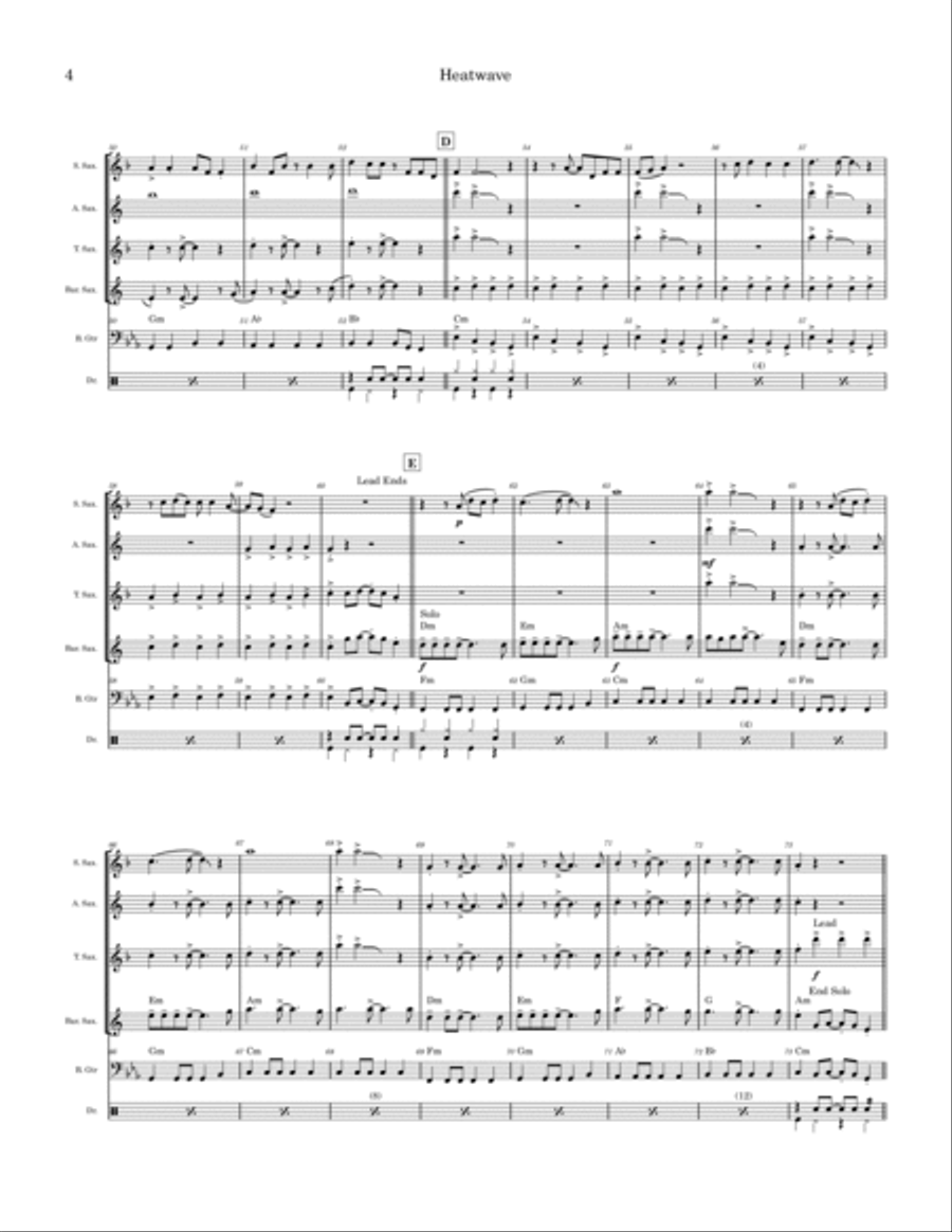 Heatwave (love Is Like A Heatwave) Saxophone Quartet scores gallery preview page 4
