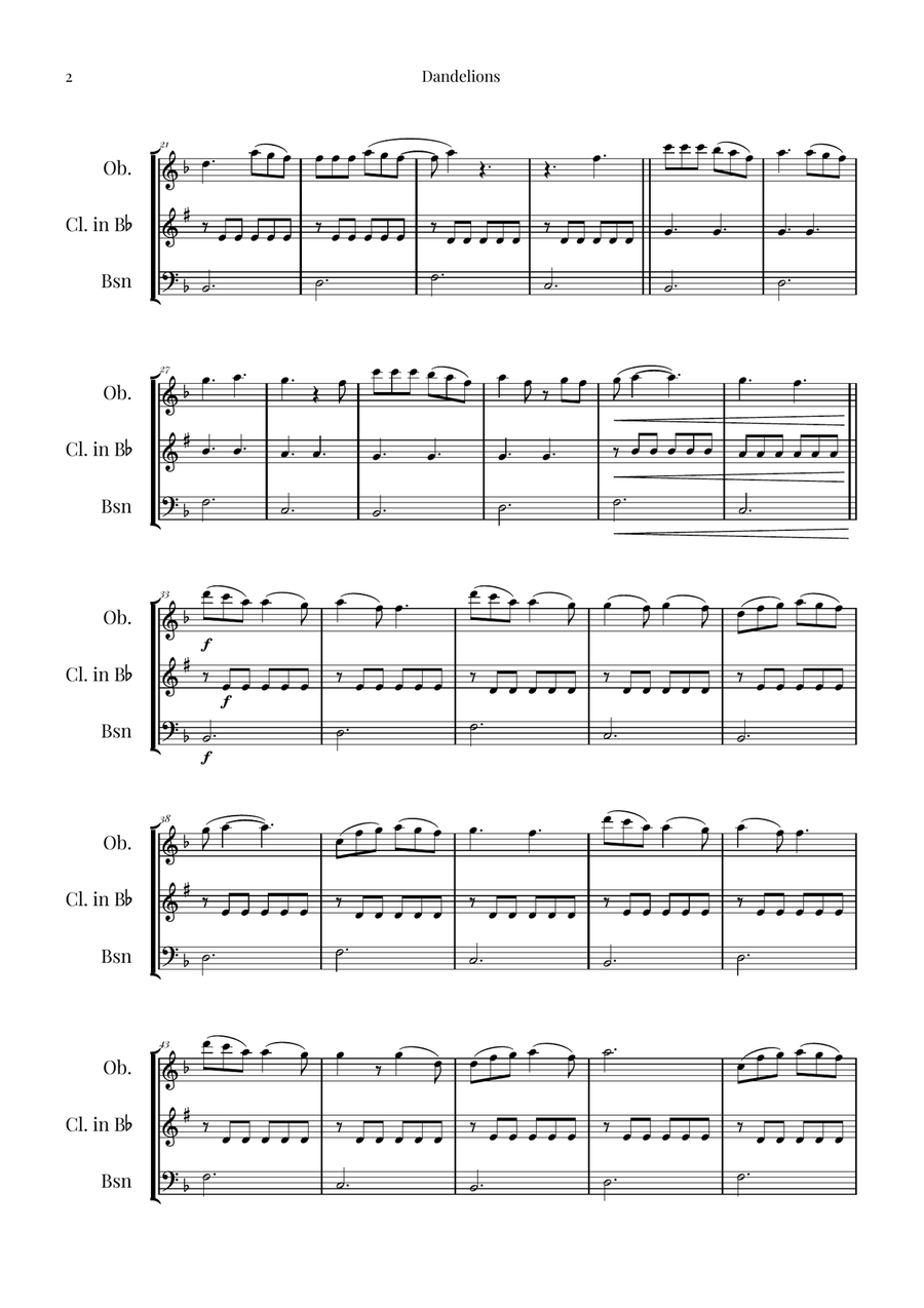 Dandelions Woodwind Trio scores gallery preview page 2