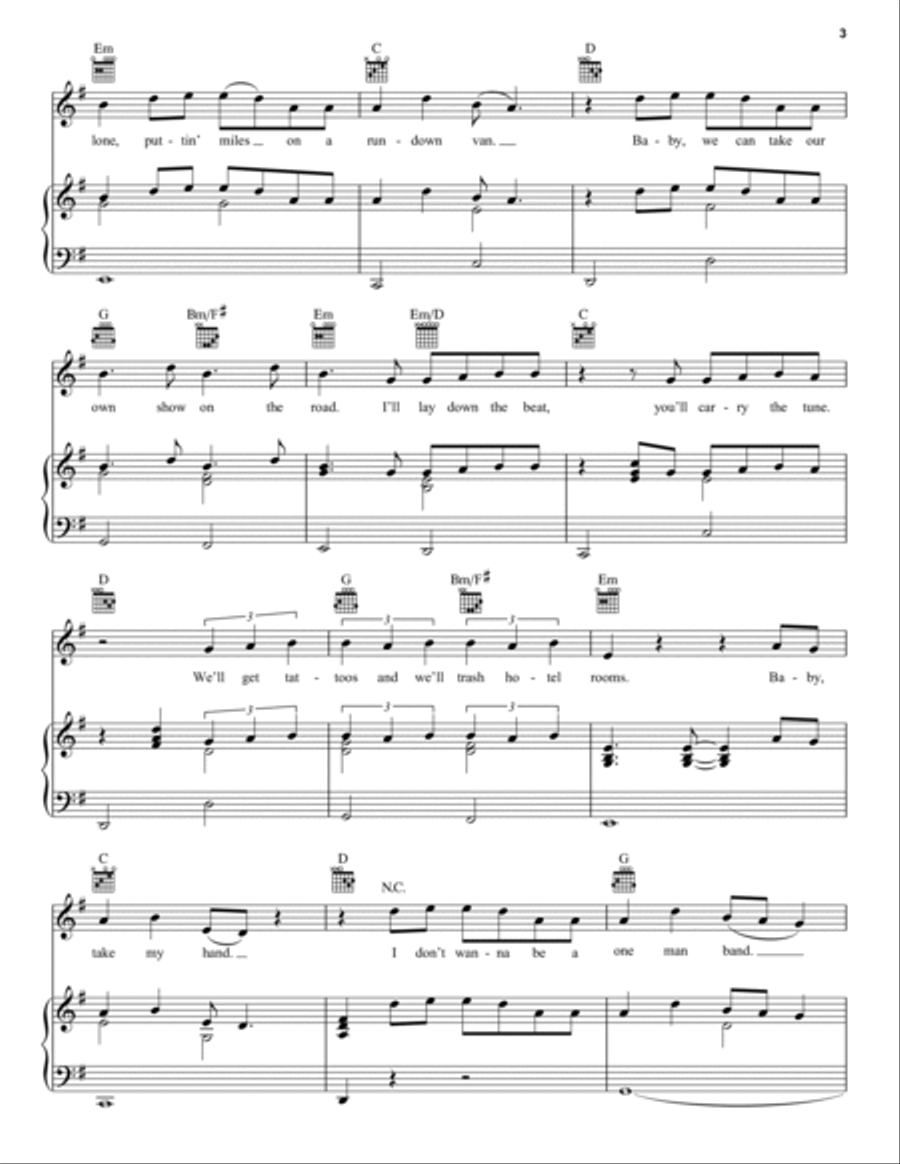 One Man Band Piano, Vocal, Guitar scores gallery preview page 3