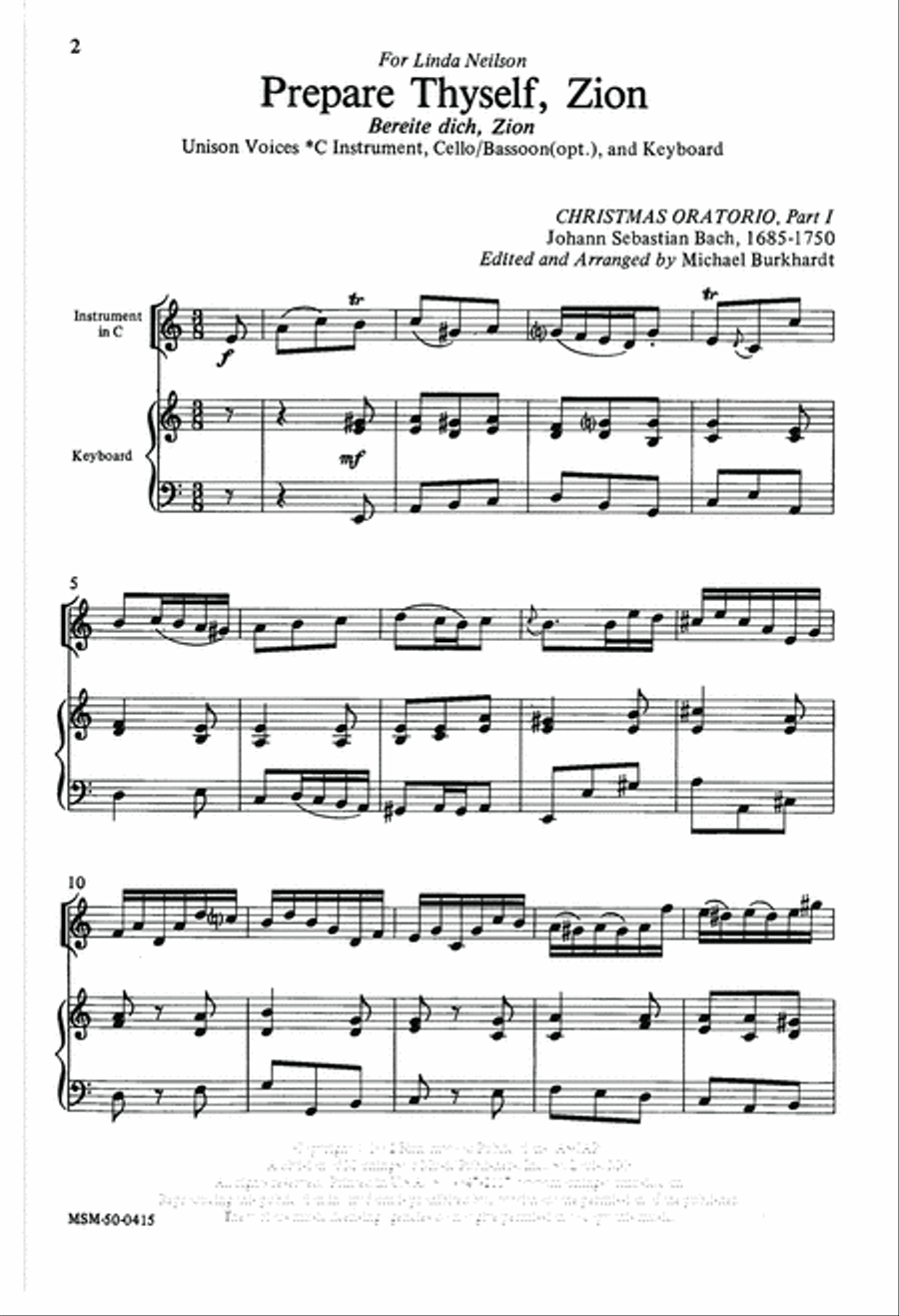 Prepare Thyself Zion Unison Choir scores gallery preview page 2