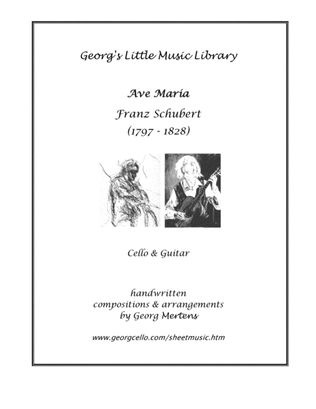 Book cover for "Ave Maria" by Franz Schubert arr. for Cello & Guitar