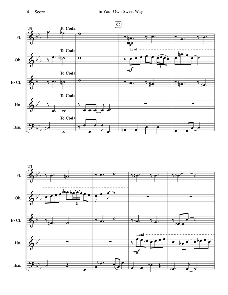 In Your Own Sweet Way In Your Own Sweet Way Woodwind Quintet scores gallery preview page 5