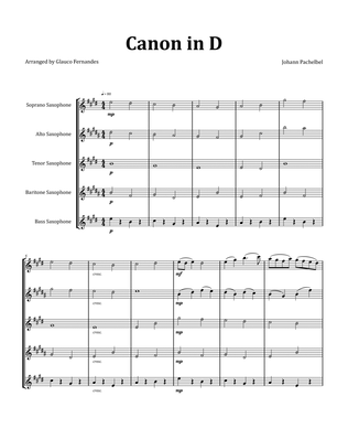 Book cover for Canon by Pachelbel - Saxophone Quintet