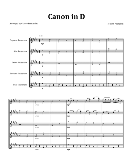 Canon by Pachelbel - Saxophone Quintet image number null