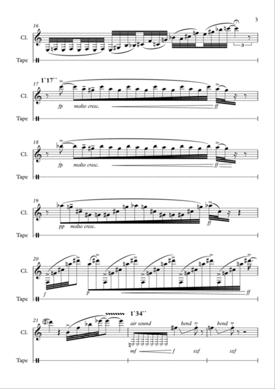 MONSTER for Solo Bb clarinet and Tape Small Ensemble scores gallery preview page 3