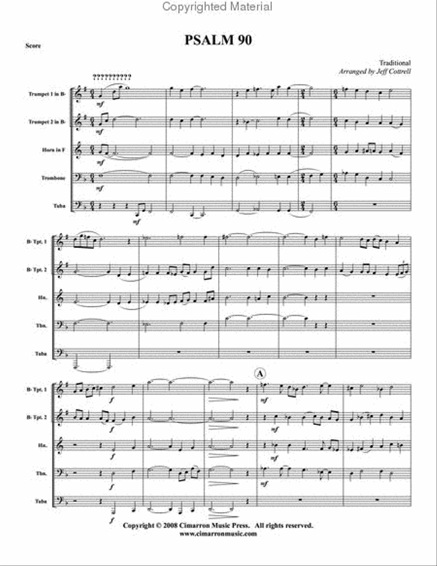 Psalm 90 Brass Quintet scores gallery preview page 2