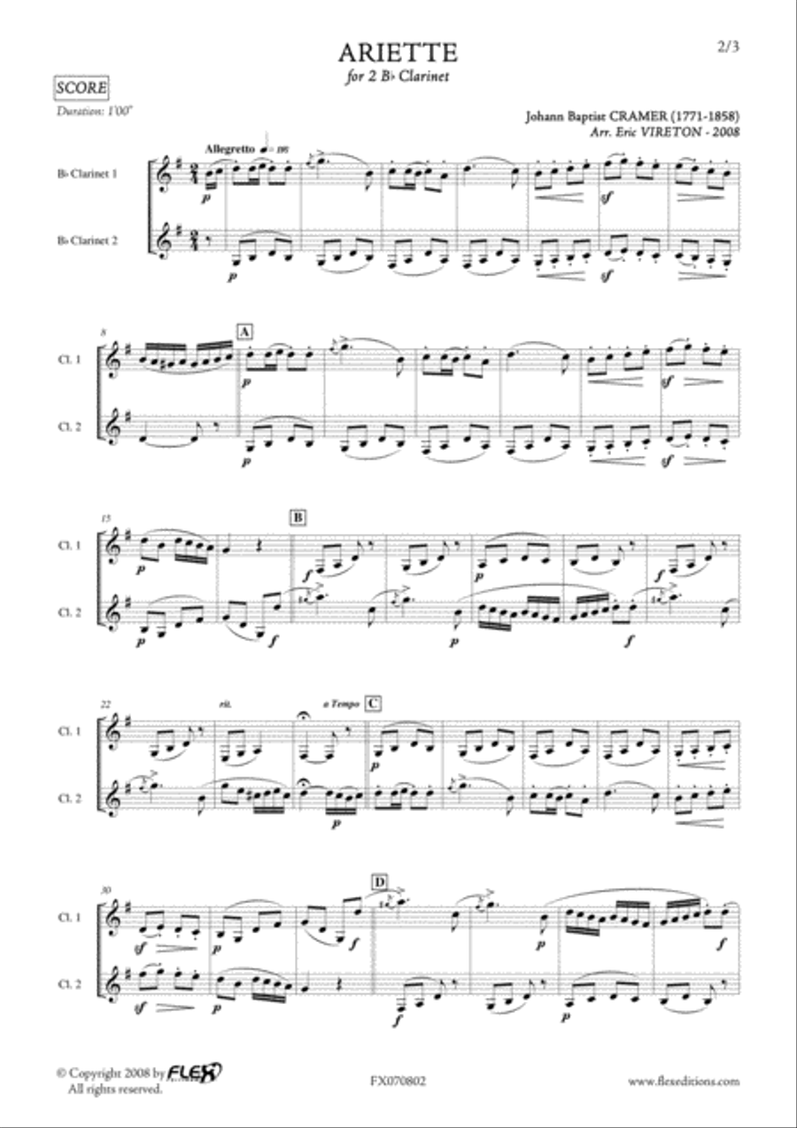 Ariette Clarinet Duet scores gallery preview page 2