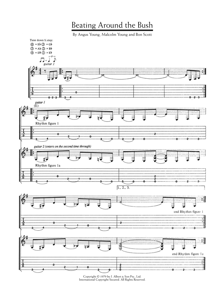 Beating Around The Bush Guitar Tablature scores gallery preview page 1