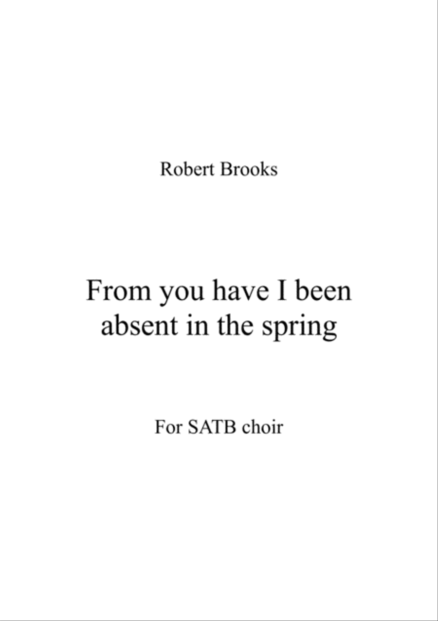 From you have I been absent in the spring 4-Part scores gallery preview page 1
