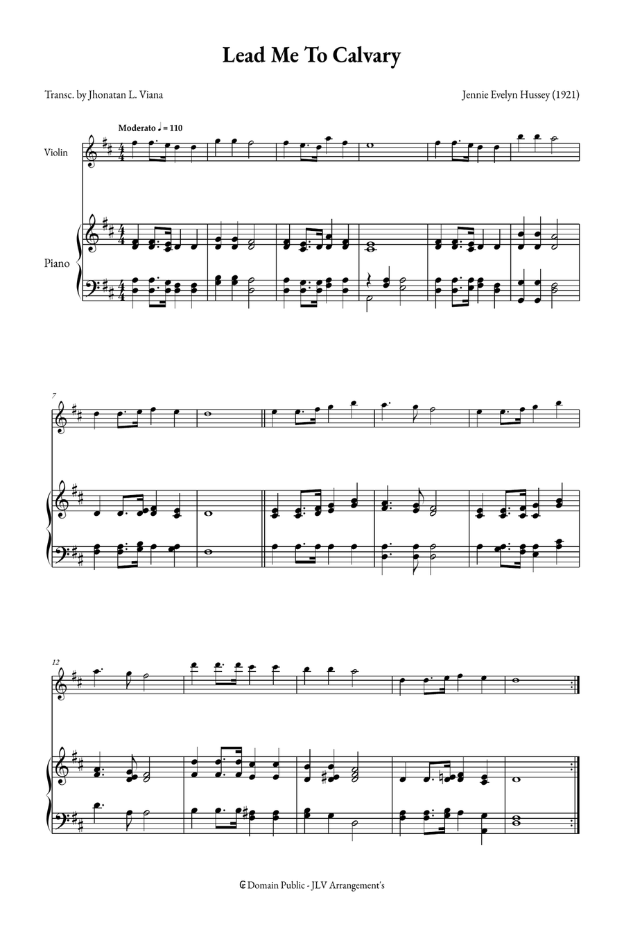 Lead Me To Calvary Violin Solo scores gallery preview page 1