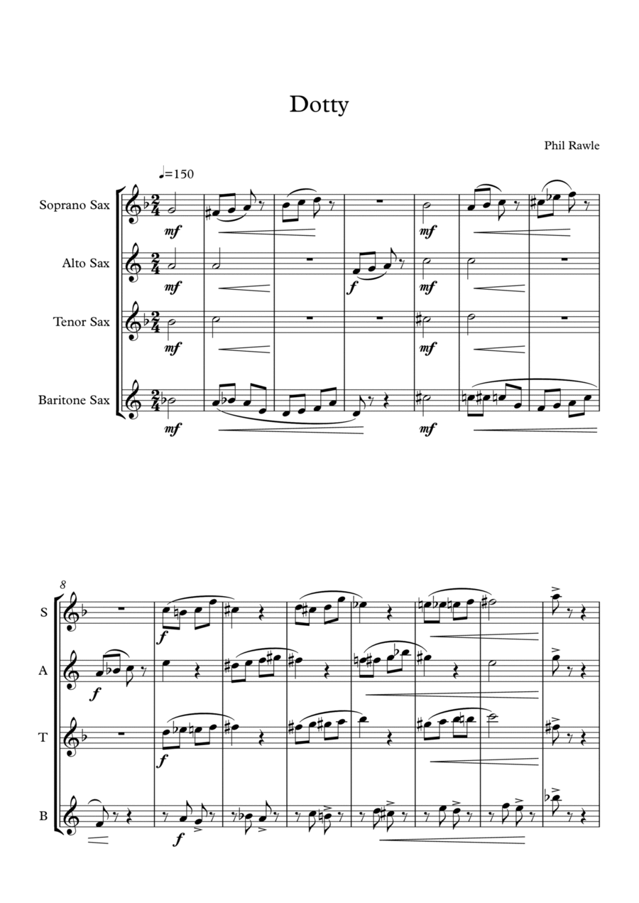 Dotty - Saxophone Quartet Saxophone Quartet scores gallery preview page 1