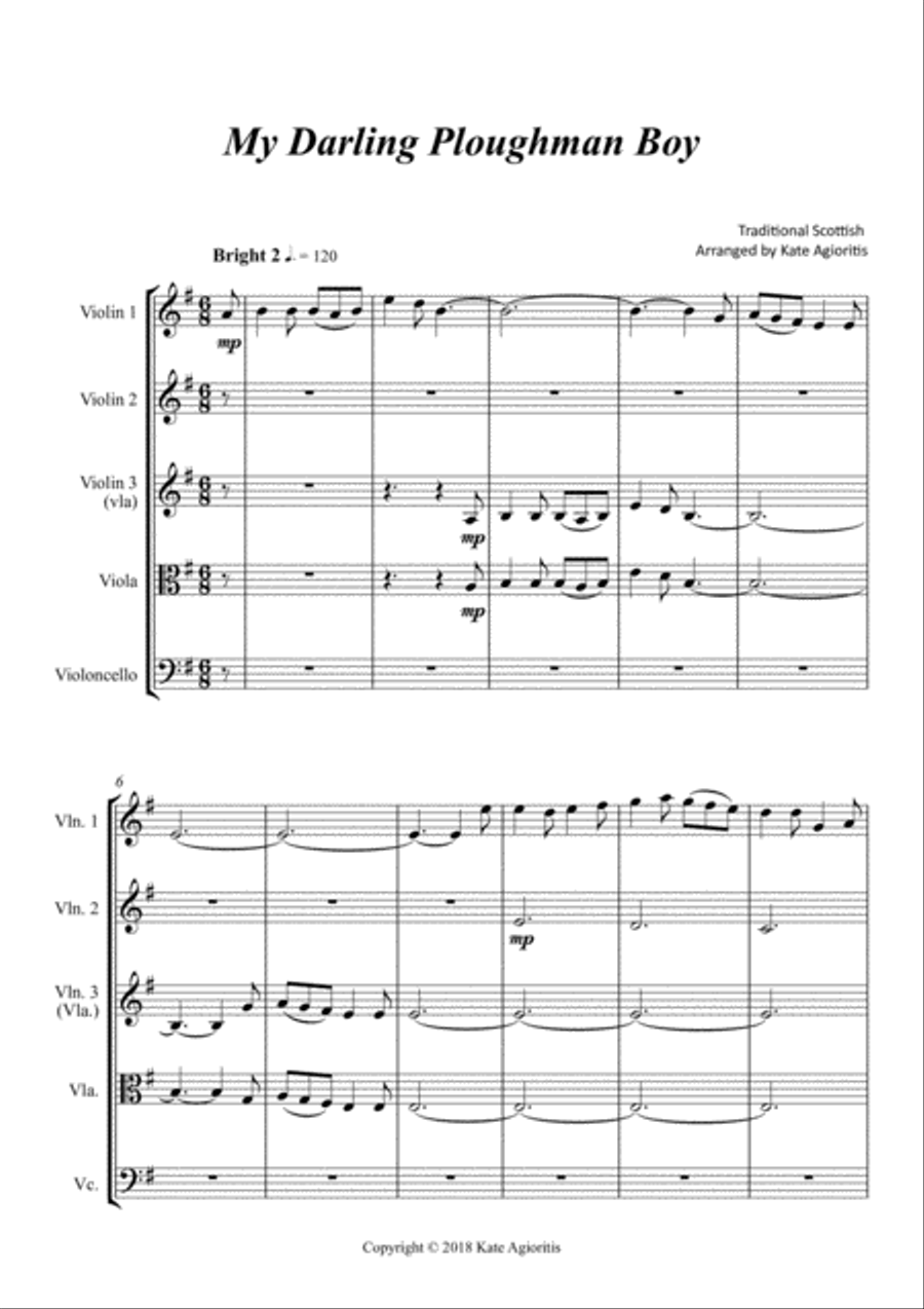 My Darling Ploughman Boy - Scottish Folk Song - for String Quartet String Quartet scores gallery preview page 2