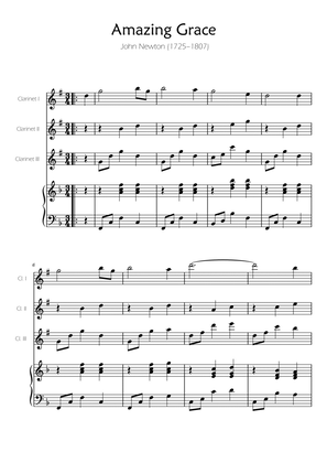 Amazing Grace - Clarinet Trio w/ Piano Accompaniment
