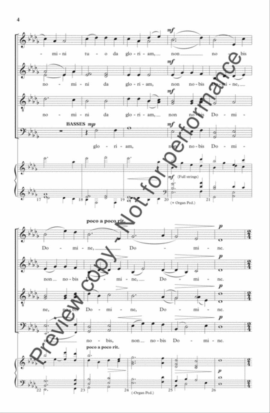 Non Nobis, Domine 4-Part scores gallery preview page 4