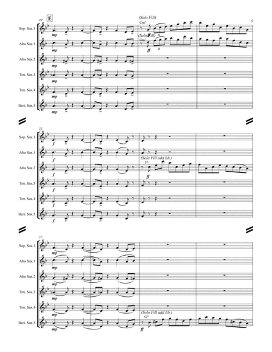 Lullaby Of Birdland Saxophone Quintet scores gallery preview page 6