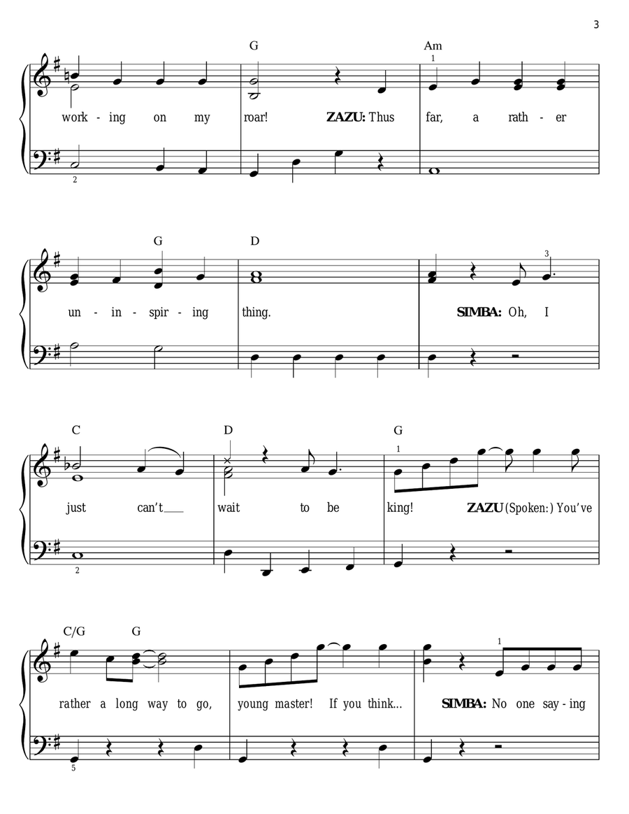 I Just Can't Wait To Be King (from The Lion King) Easy Piano scores gallery preview page 3