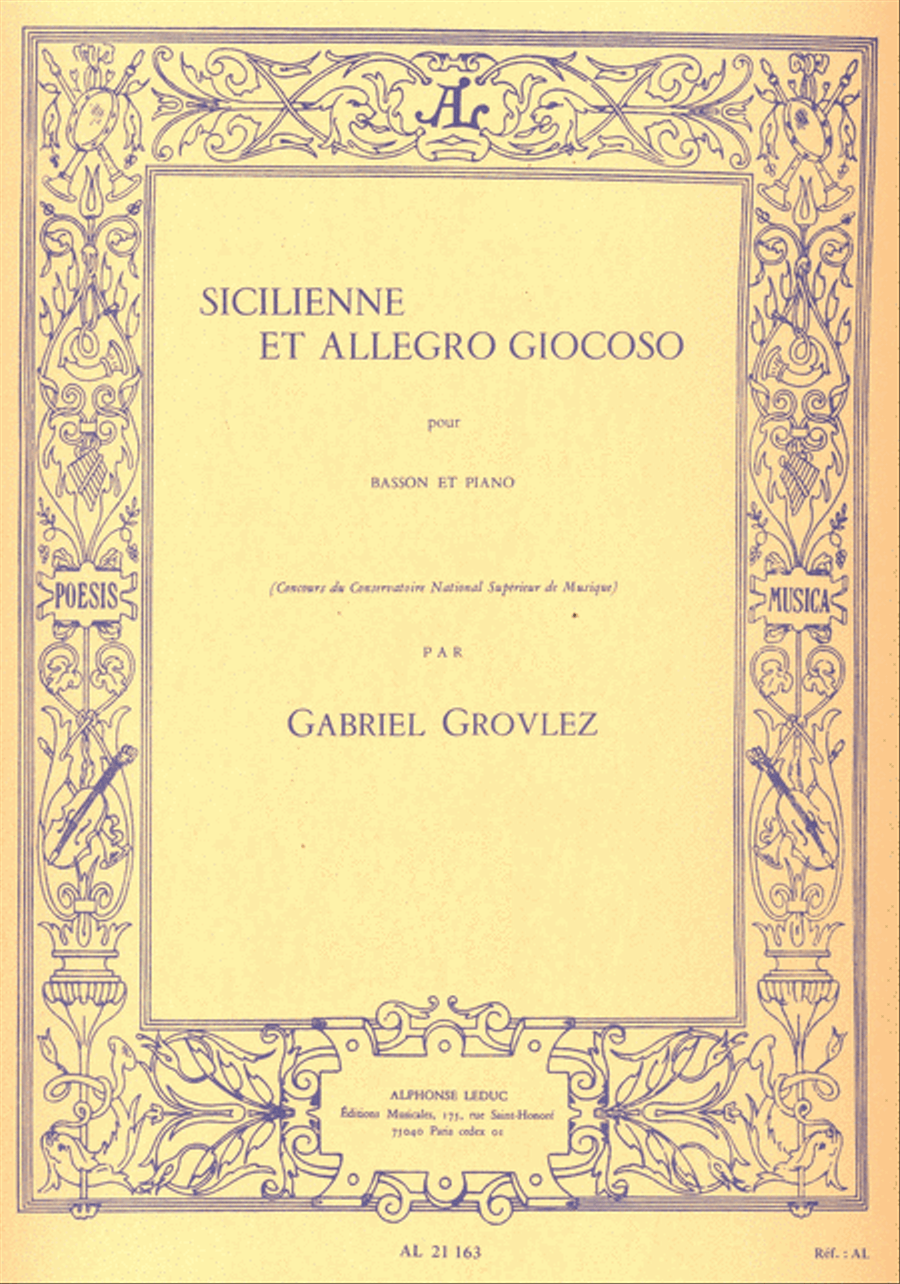 Sicilienne Et Allegro Giocoso Pour Basson Et Piano Bassoon scores gallery preview page 1