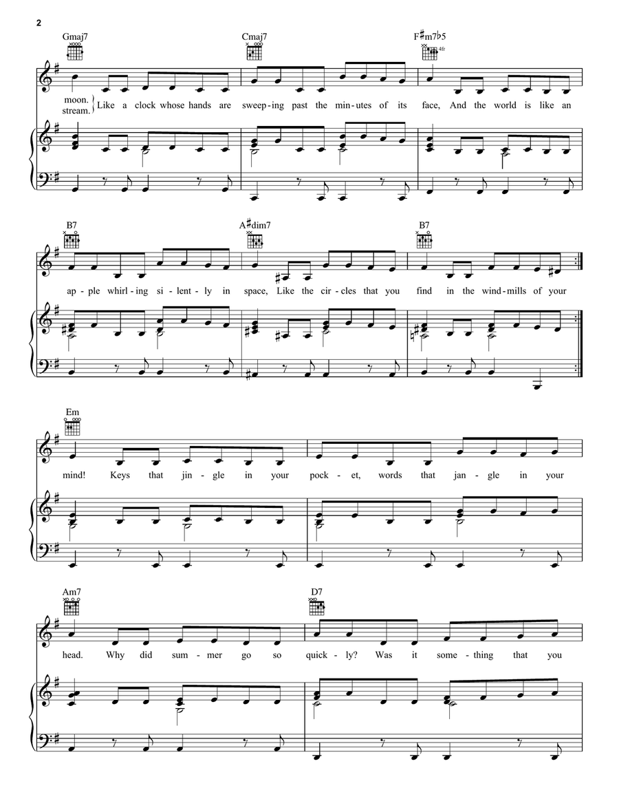 The Windmills Of Your Mind Piano, Vocal, Guitar scores gallery preview page 2