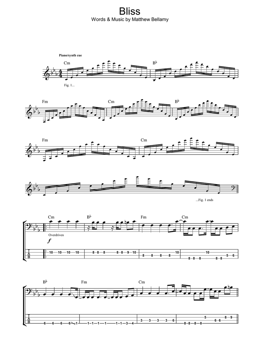 Bliss Acoustic Guitar scores gallery preview page 1
