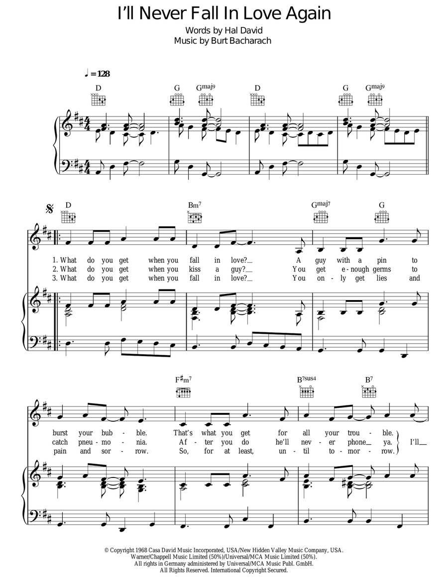I'll Never Fall In Love Again Acoustic Guitar scores gallery preview page 1