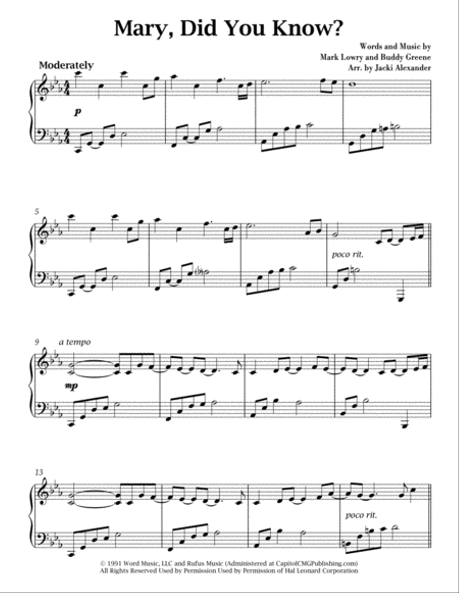 Mary, Did You Know? Piano Solo scores gallery preview page 2