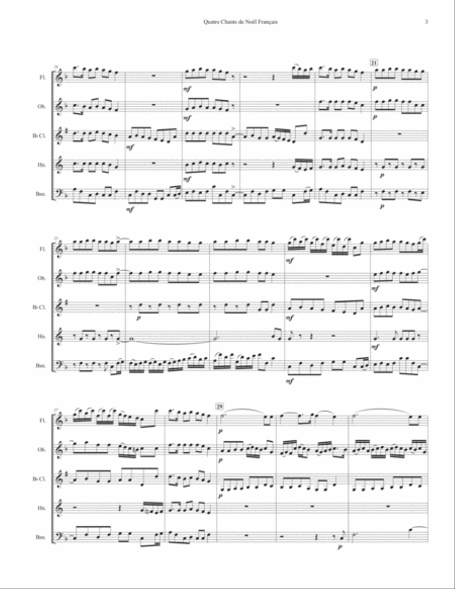 Quatre Chants de Noël Français (Four French Carols) for Woodwind Quintet Woodwind Quintet scores gallery preview page 3