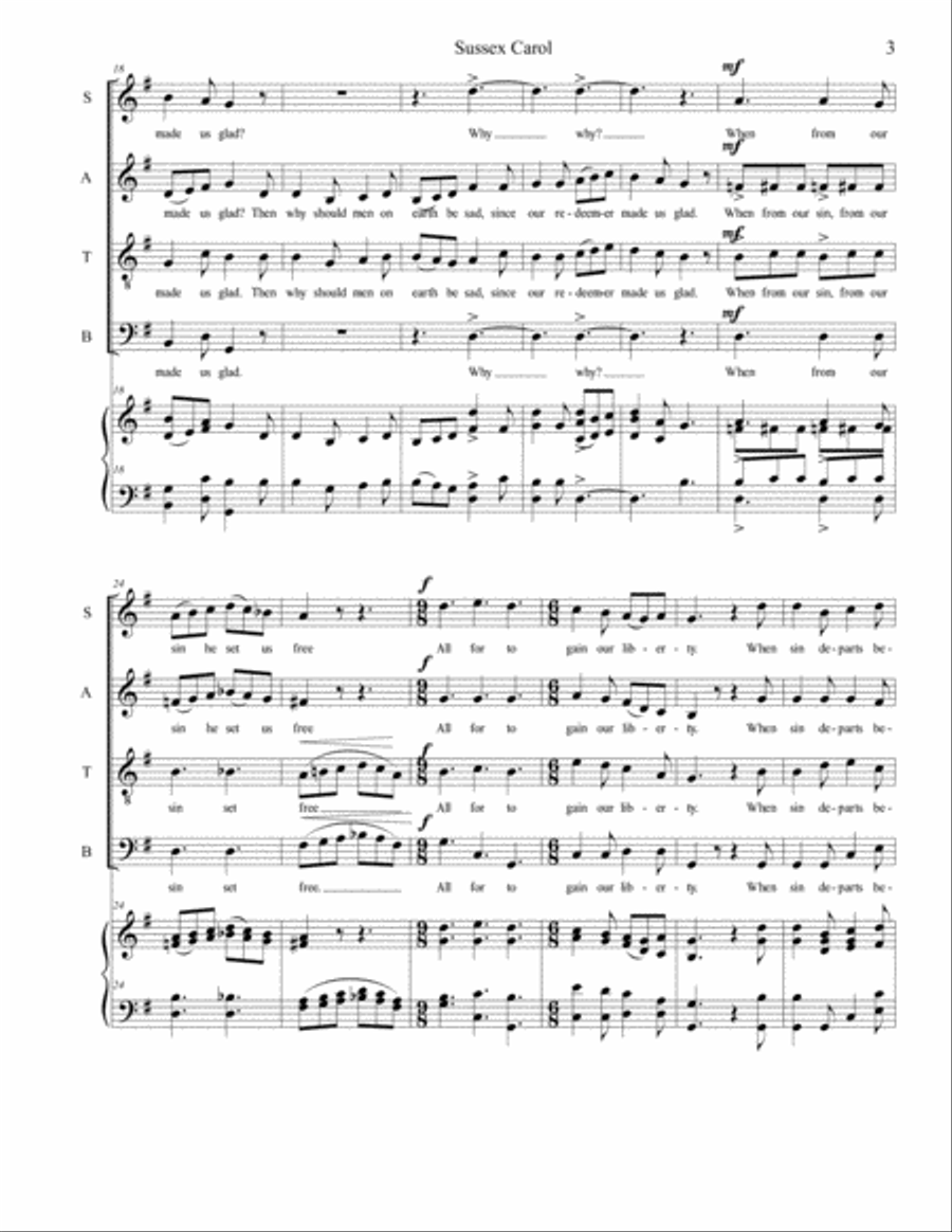 Sussex Carol (On Christmas Night) 4-Part scores gallery preview page 3