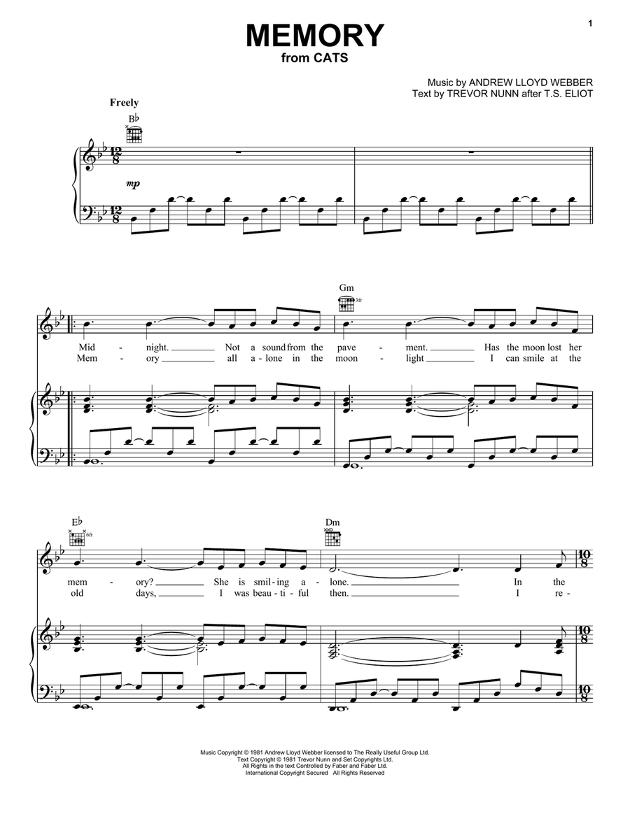 Memory (from Cats) Acoustic Guitar scores gallery preview page 1