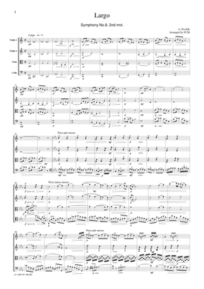 Dvorak Largo from Symphony No.9, 2nd mvt., for string quartet, CD203
