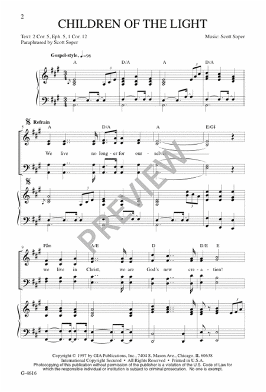 Children of the Light 4-Part scores gallery preview page 2