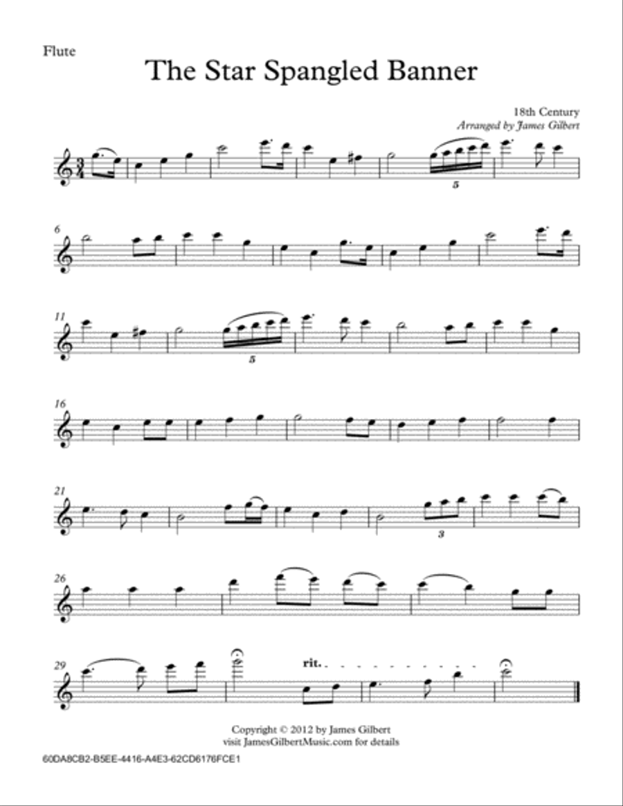 The Star Spangled Banner (National Anthem) Woodwind Quartet scores gallery preview page 4