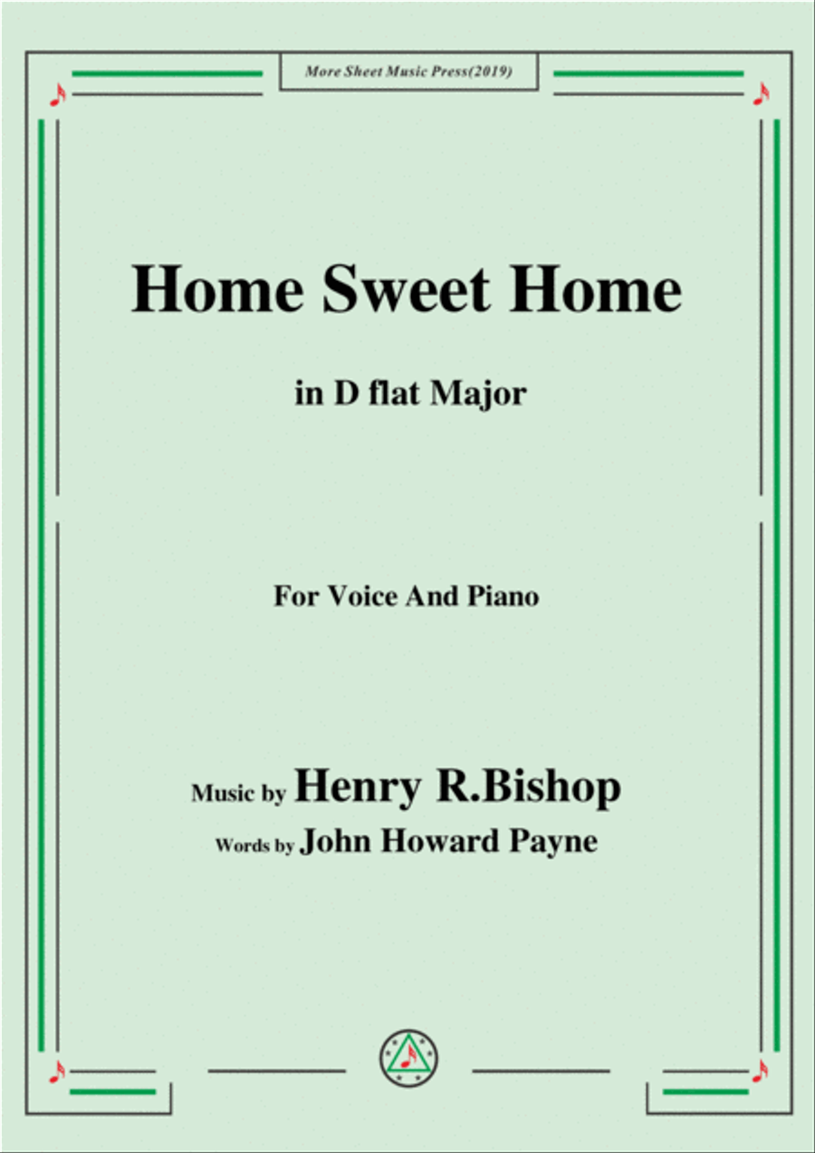 Henry R. Bishop-Home Sweet Home,in D flat Major,for Voice&Piano Voice scores gallery preview page 1
