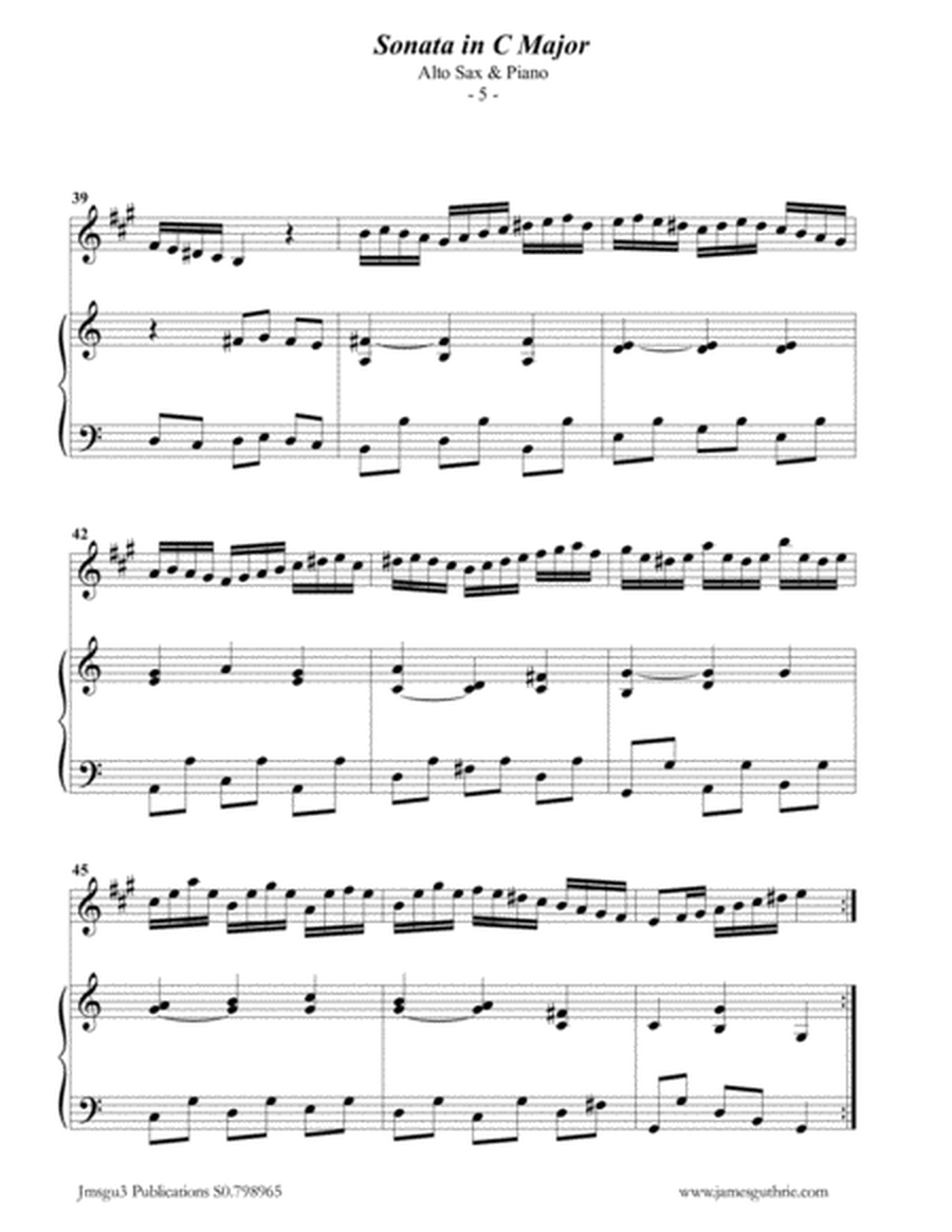BACH: Sonata BWV 1033 for Alto Sax & Piano image number null