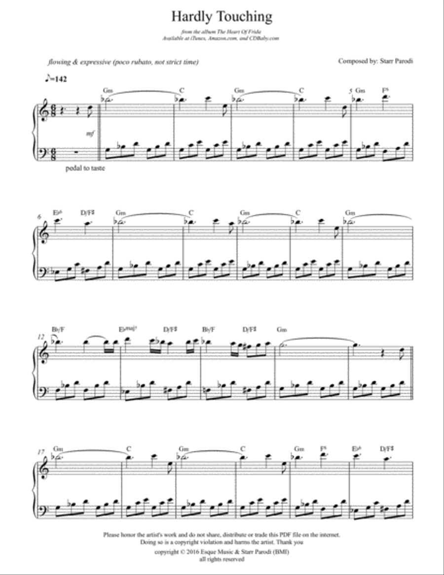 Hardly Touching Piano Solo scores gallery preview page 2