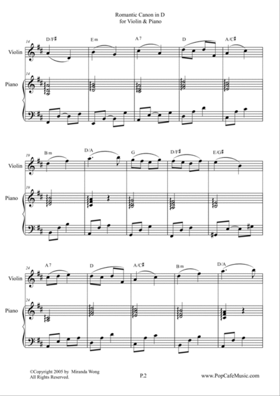 Romantic Canon in D for Violin & Piano Violin scores gallery preview page 2