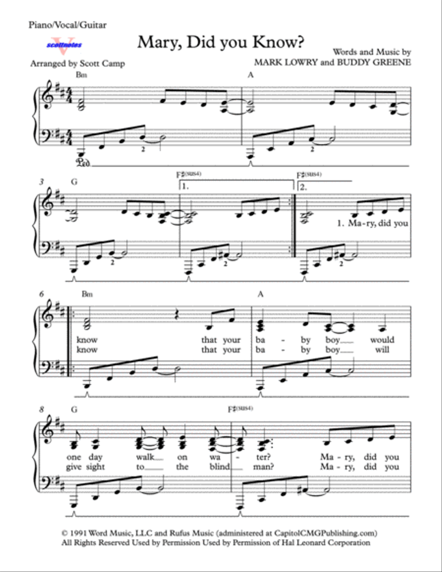 Mary, Did You Know? Vocal Duet scores gallery preview page 1