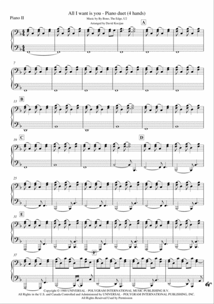 All I Want Is You 1 Piano, 4-Hands scores gallery preview page 2