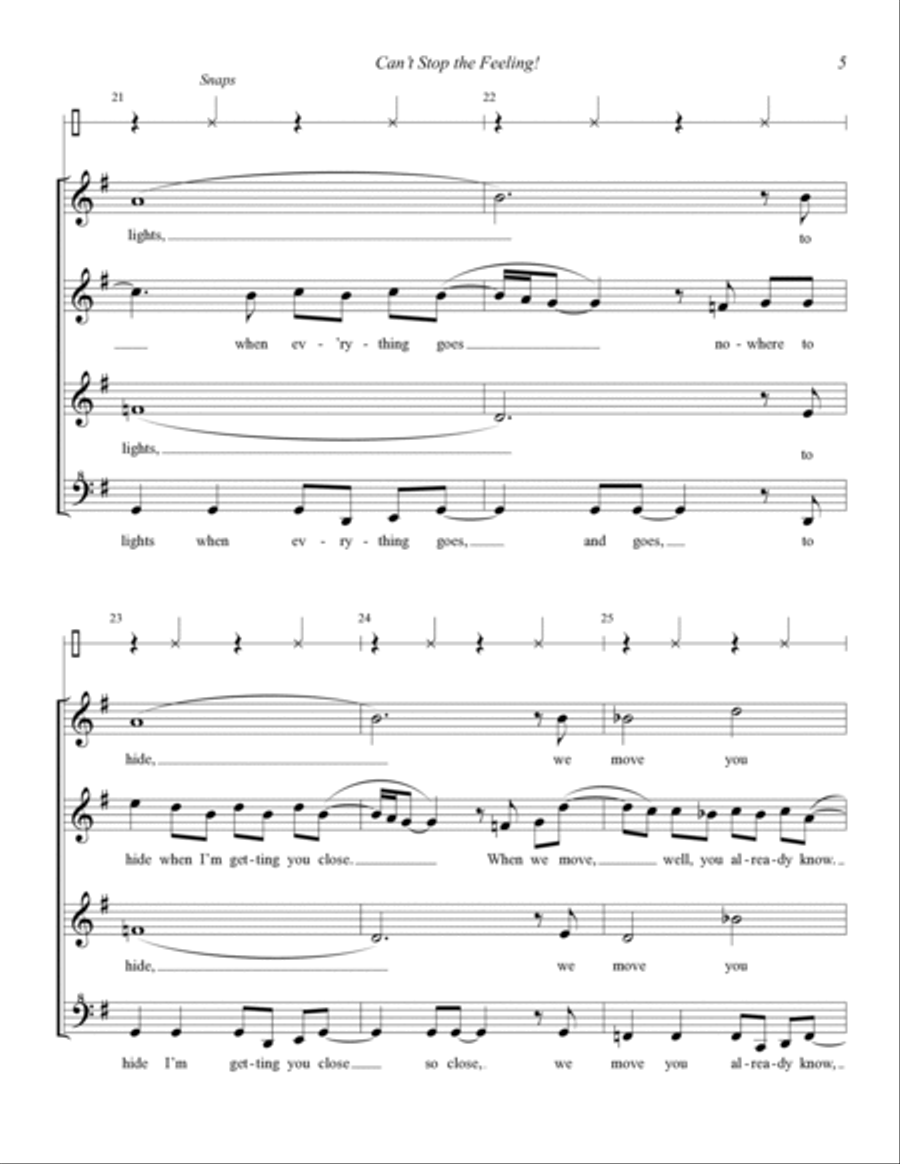 Can't Stop the Feeling! (arr. Aaron Dale) SSAA scores gallery preview page 5