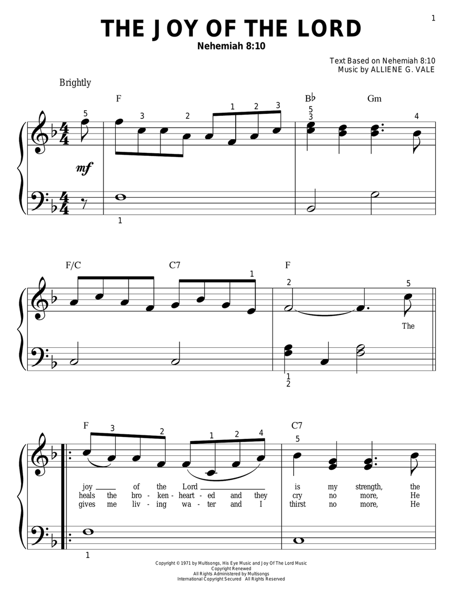 Joy Of The Lord Joy Of The Lord Easy Piano scores gallery preview page 1