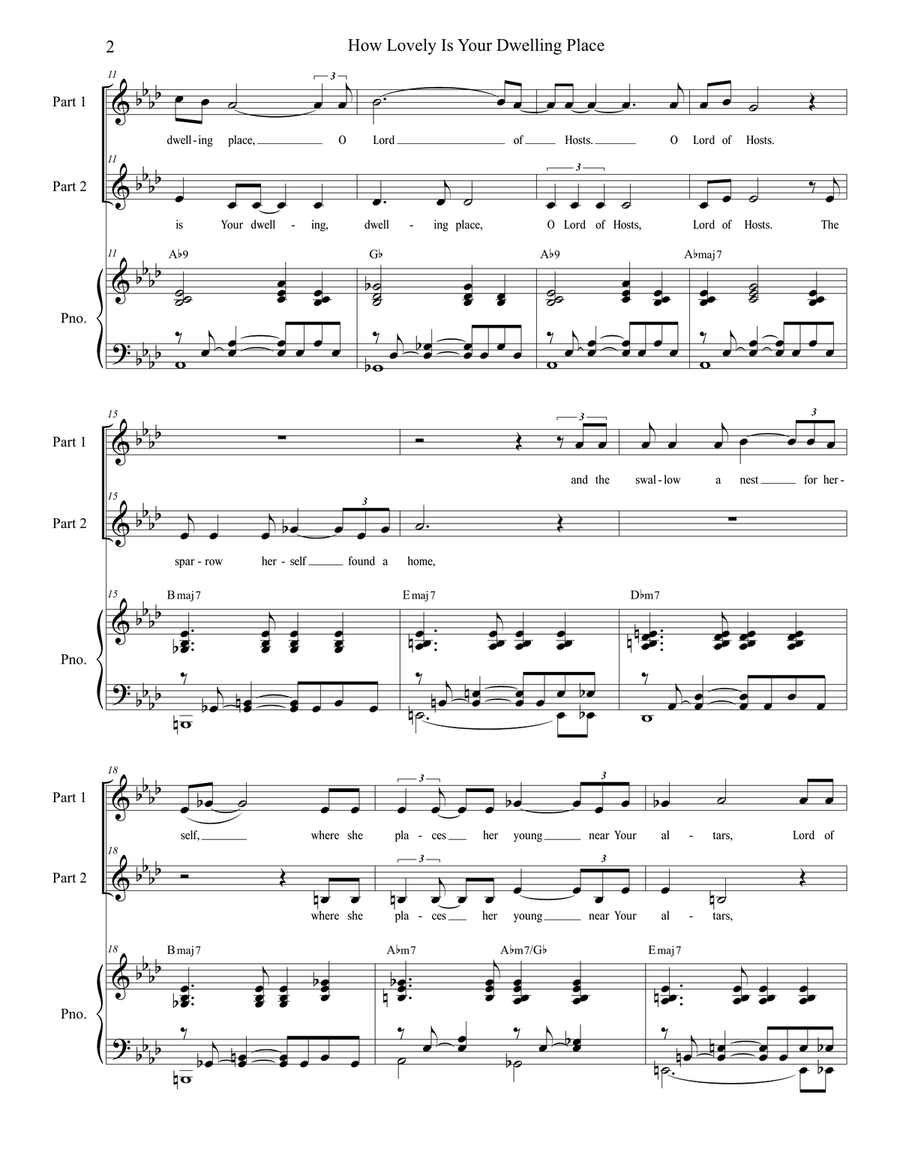 How Lovely Is Your Dwelling Place (2-part choir) 2-Part scores gallery preview page 2