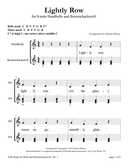 “Lightly Row” for 8-note Bells and Boomwhackers® (with Black and White Notes) image number null