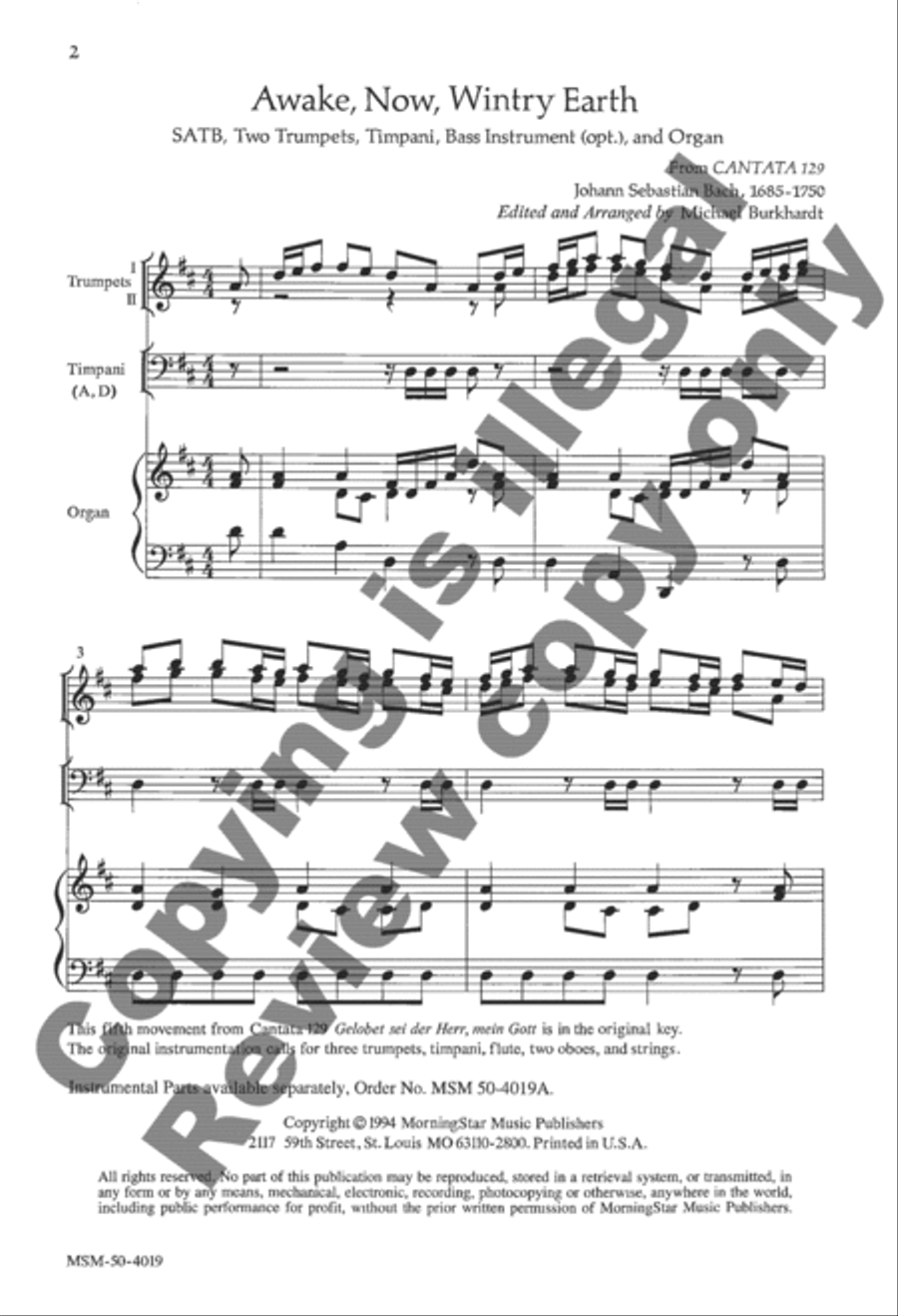 Awake, Now, Wintry Earth Awake, Now, Wintry Earth 4-Part scores gallery preview page 2