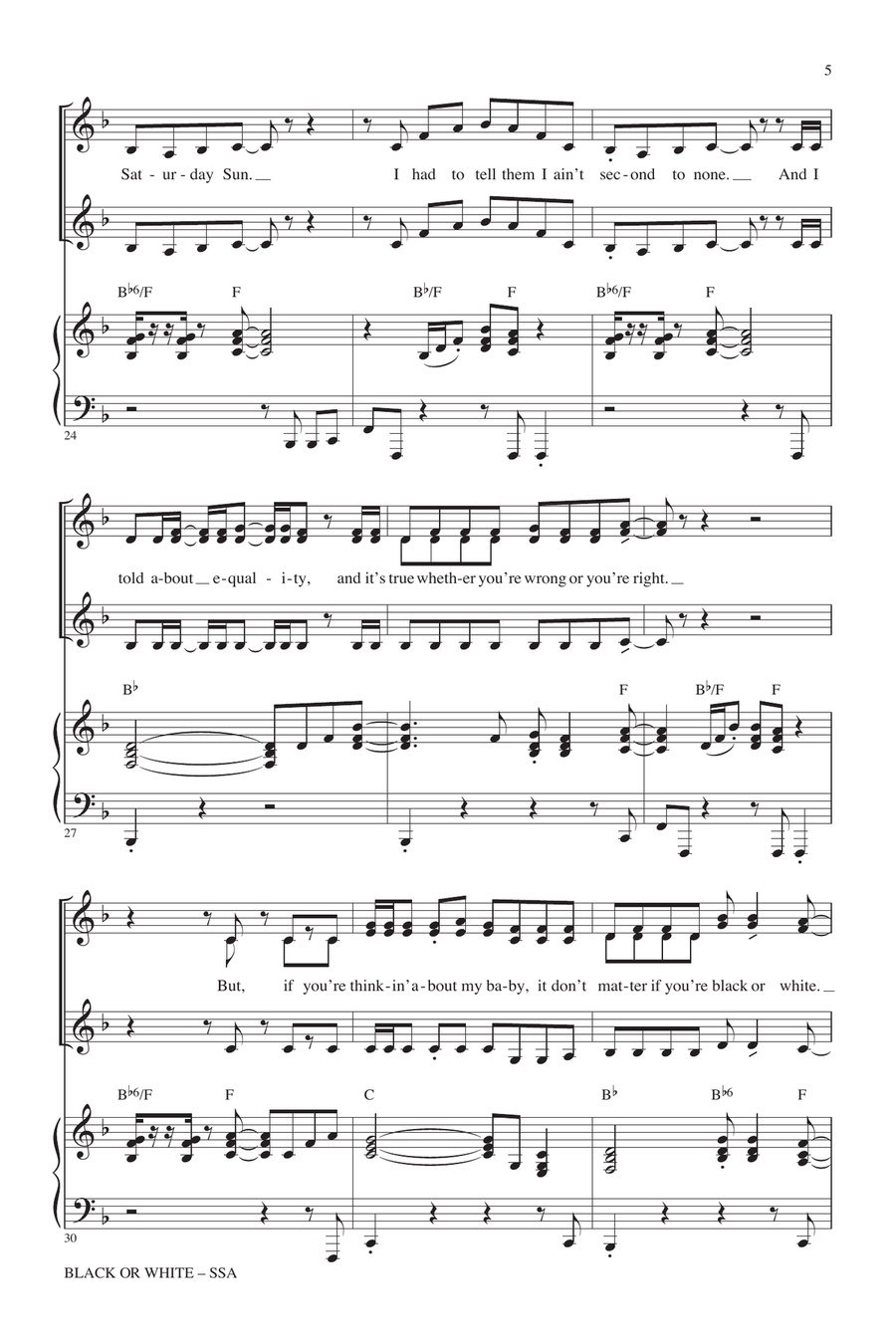 Black Or White (arr. Kirby Shaw) SSA scores gallery preview page 4