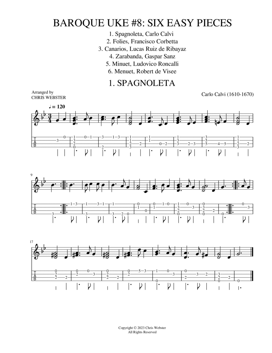 Baroque Uke #8 Six Easy Pieces Ukulele scores gallery preview page 1