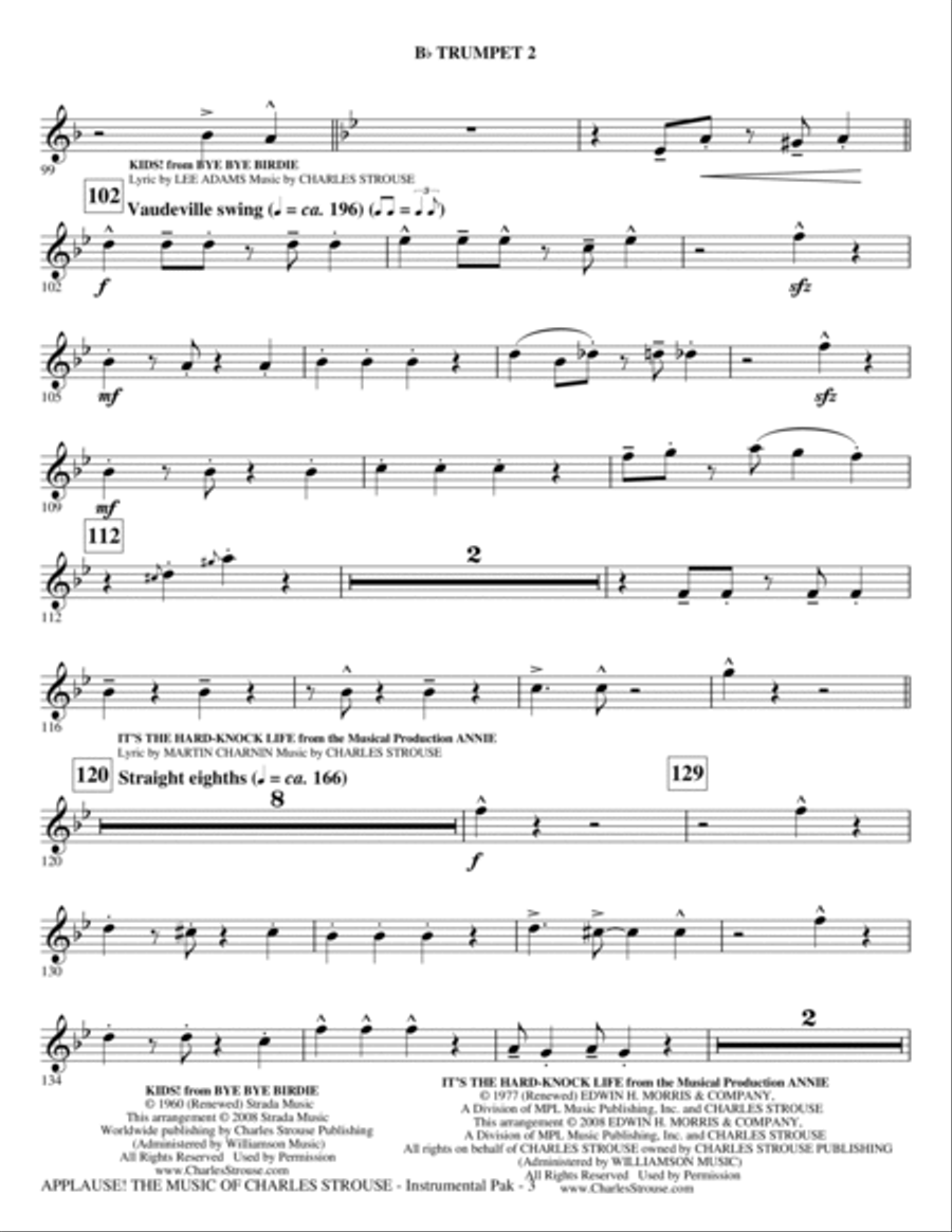 Applause! - The Music of Charles Strouse (Medley) - Trumpet 2 Choir scores gallery preview page 3