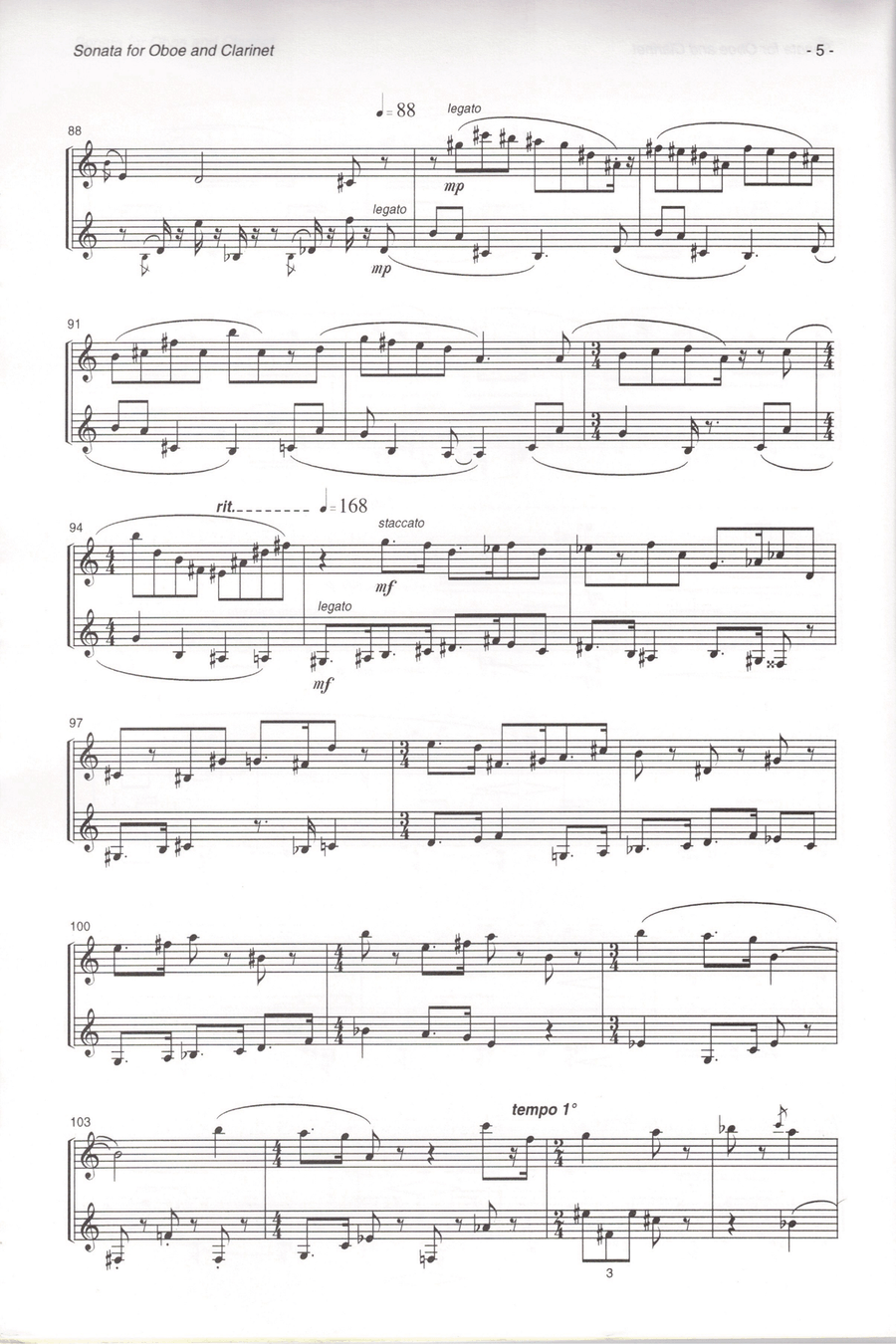 Sonata for Oboe and Clarinet Woodwind Duet scores gallery preview page 6